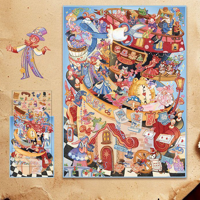 #804 Queen&Hatter DIY 3D Scene Stickers 2 Cute Miniature Scenes