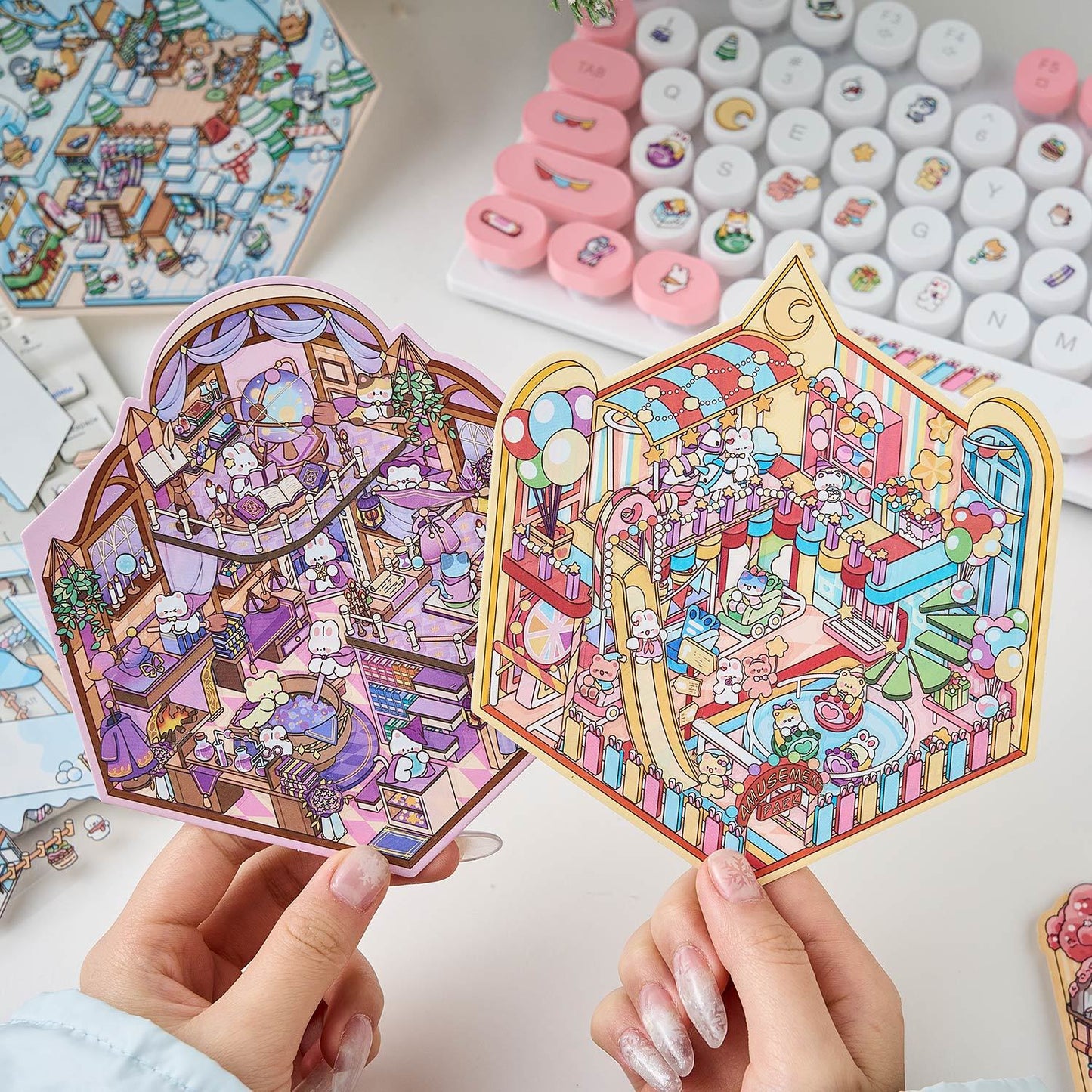 #095 Magic Party Collection Scene Stickers - 4 Cute Miniature Scenes