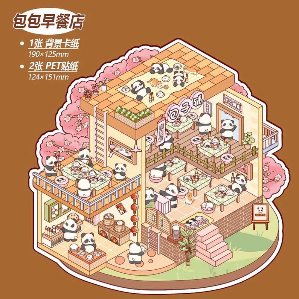 #170 Cute Store 1.0 DIY 3D Scene Stickers 4 Cute Miniature Scenes