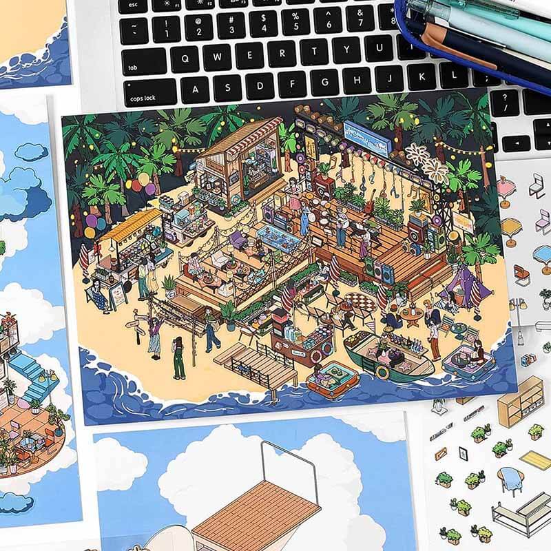#191 Dreamy Escape DIY 3D Scene Stickers 2 Cute Miniature Scenes