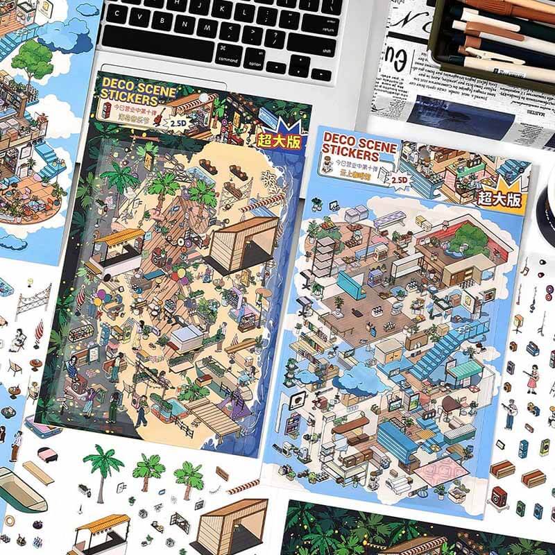 #191 Dreamy Escape DIY 3D Scene Stickers 2 Cute Miniature Scenes
