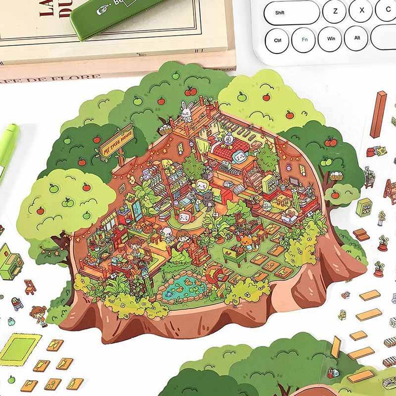 #153 Island Shop DIY 3D Scene Stickers 2 Cute Miniature Scenes
