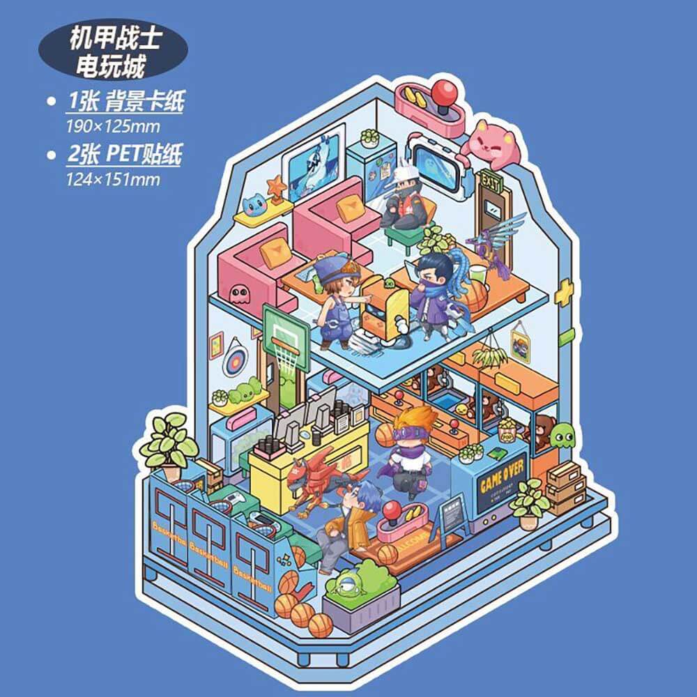 #170 Cute Store 1.0 DIY 3D Scene Stickers 4 Cute Miniature Scenes