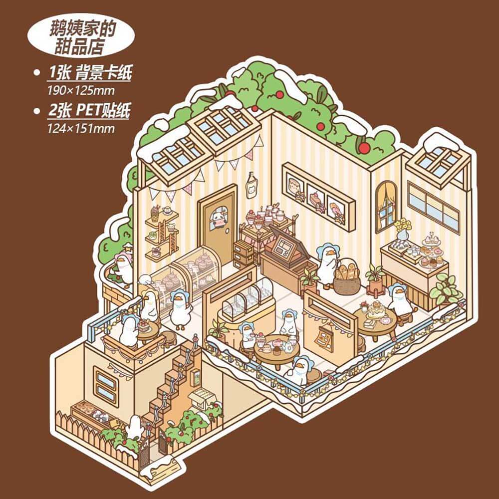 #170 Cute Store 1.0 DIY 3D Scene Stickers 4 Cute Miniature Scenes