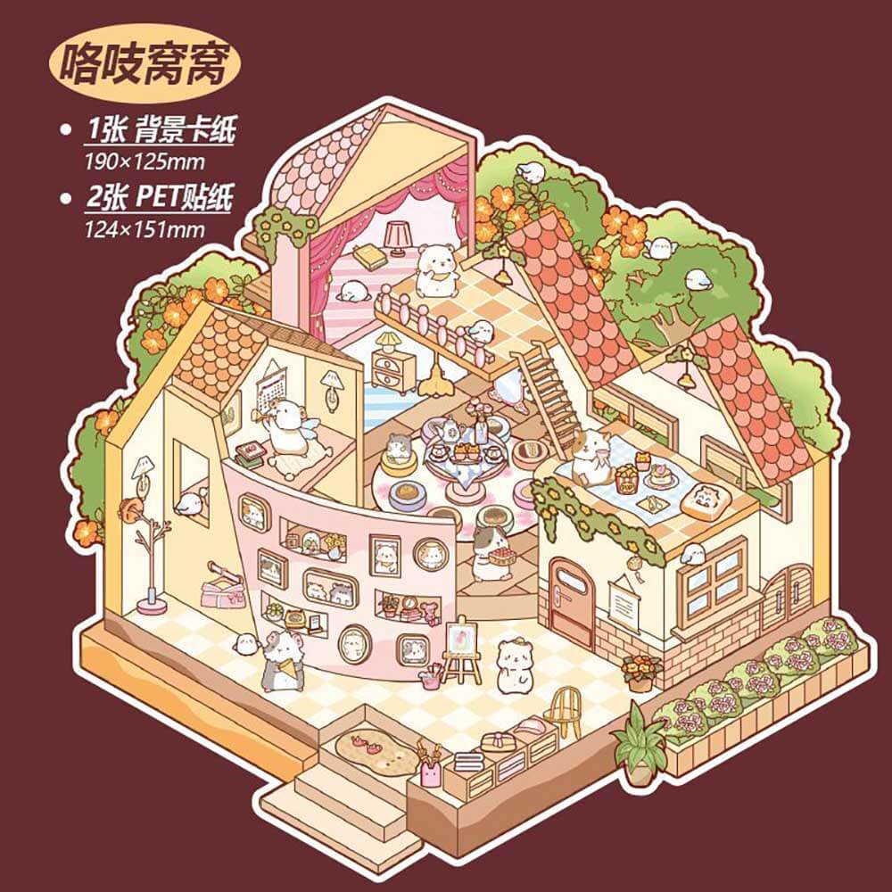 #170 Cute Store 1.0 DIY 3D Scene Stickers 4 Cute Miniature Scenes