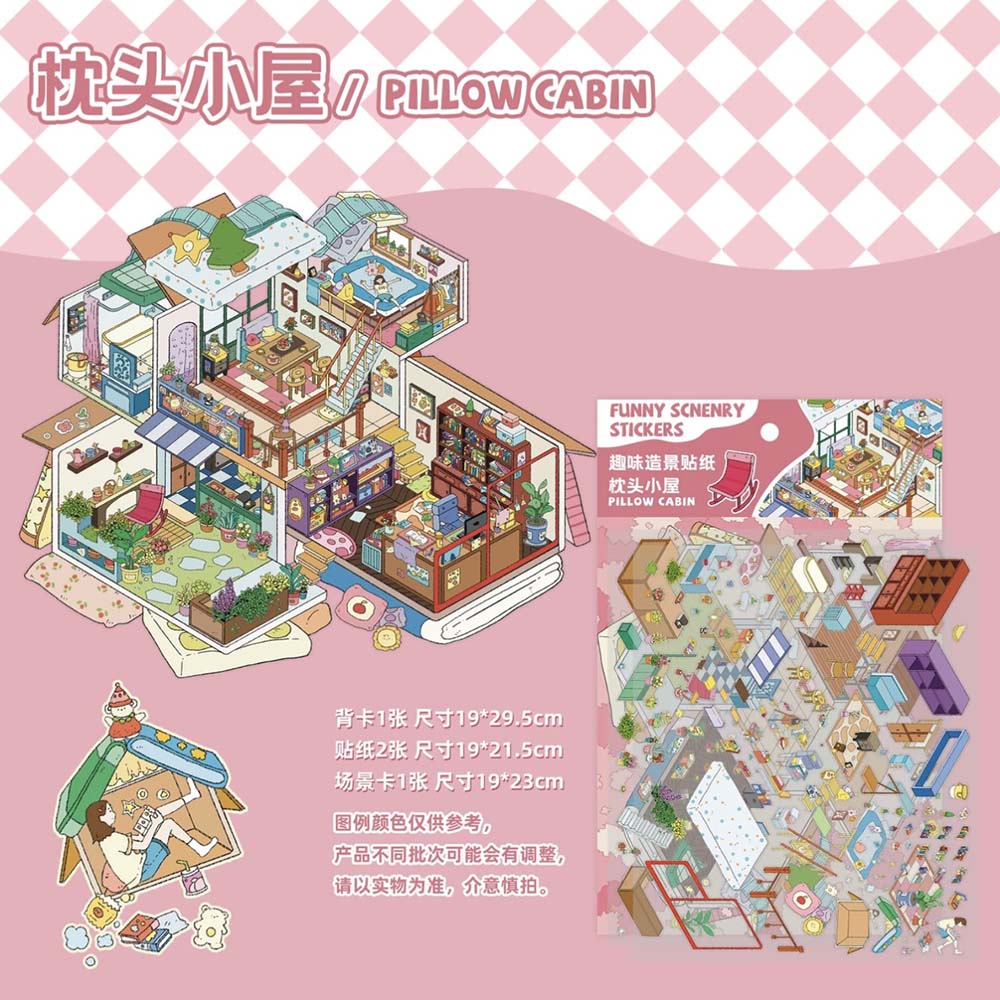 #041 Wonderful Nook Collection Scene Stickers - 4 Cute Miniature Scenes