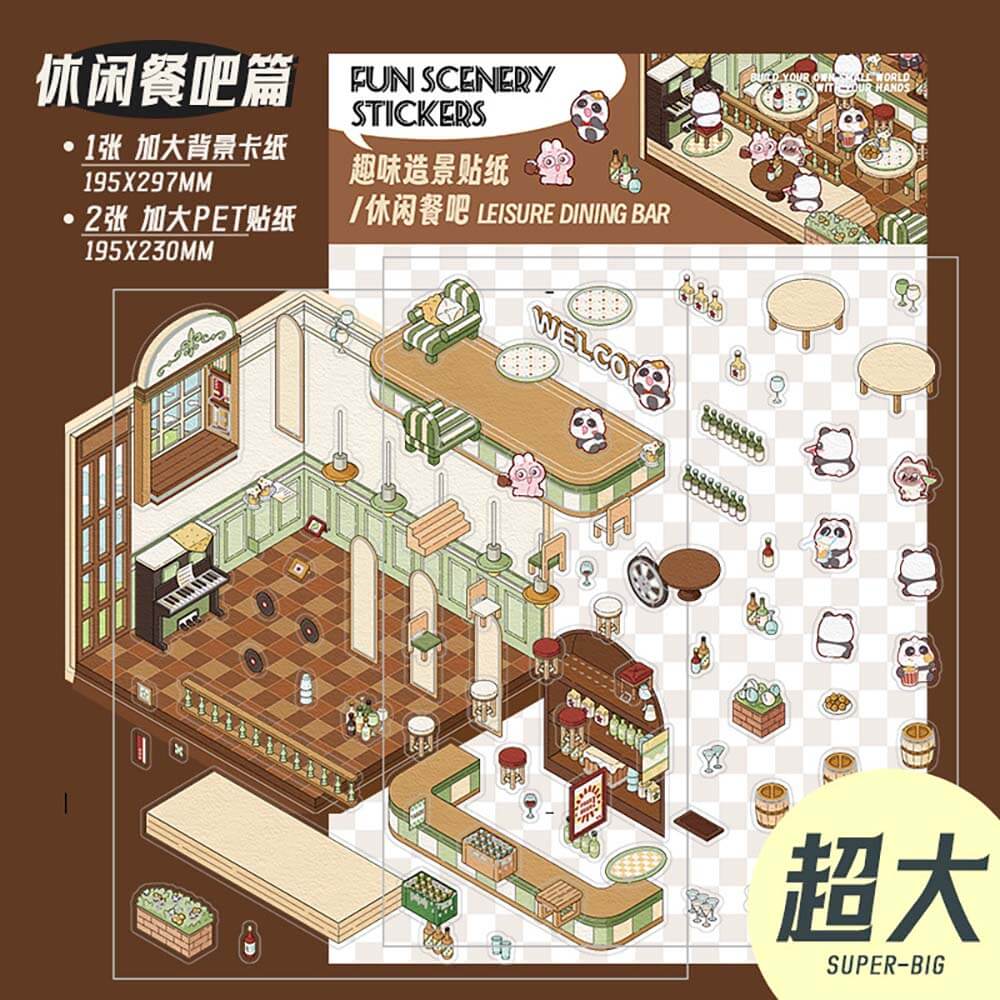 #157 Urban Life DIY 3D Scene Stickers 4 Cute Miniature Scenes