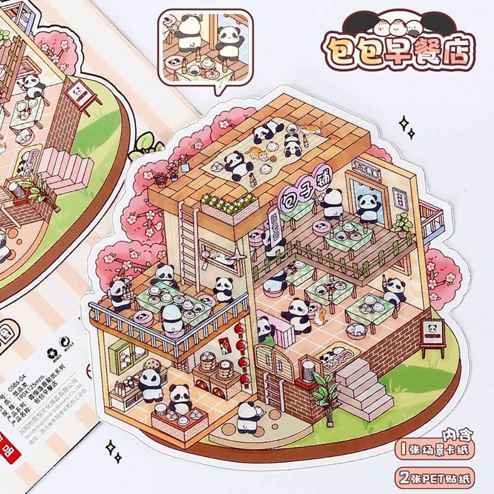#170 Cute Store 1.0 DIY 3D Scene Stickers 4 Cute Miniature Scenes