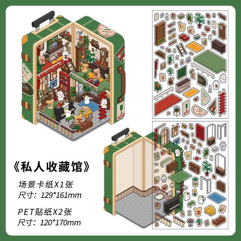 #107 Fantasy Gift Shop DIY 3D Scene Stickers 4 Cute Miniature Scenes