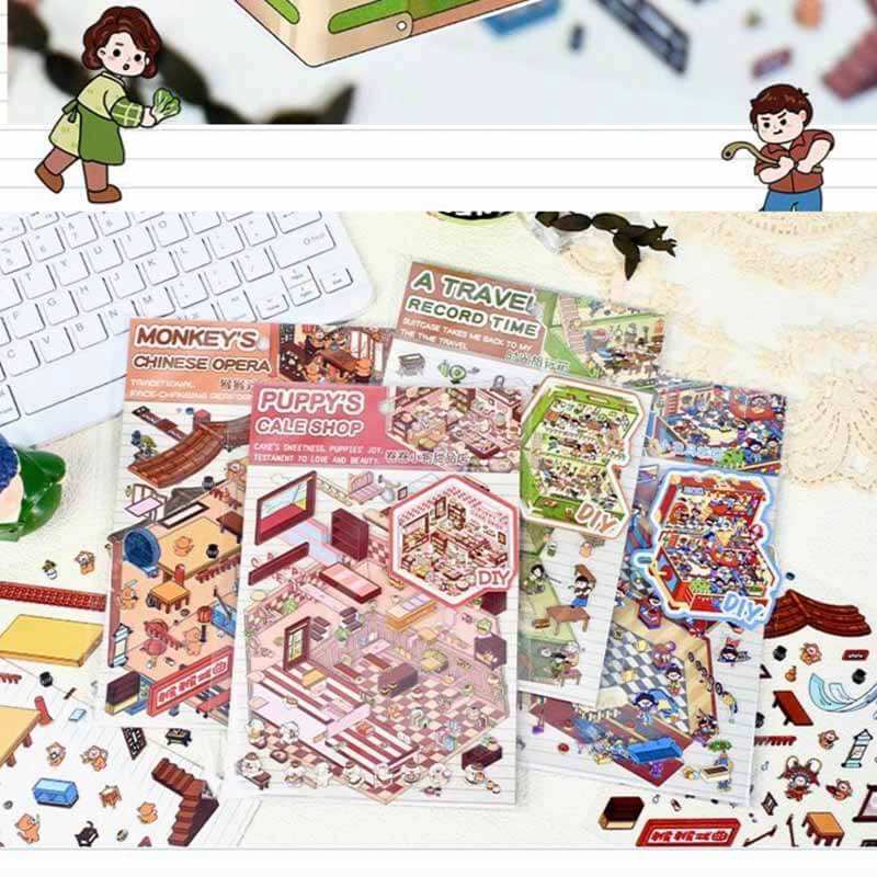 #803 Fantasy Voyage Collection DIY 3D Scene Stickers 4 Cute Miniature Scenes