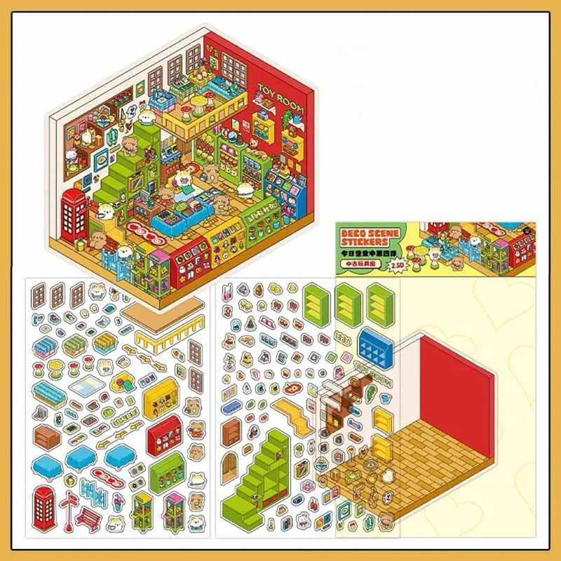 #081 Chocolate Workshop DIY 3D Scene Stickers 4 Cute Miniature Scenes