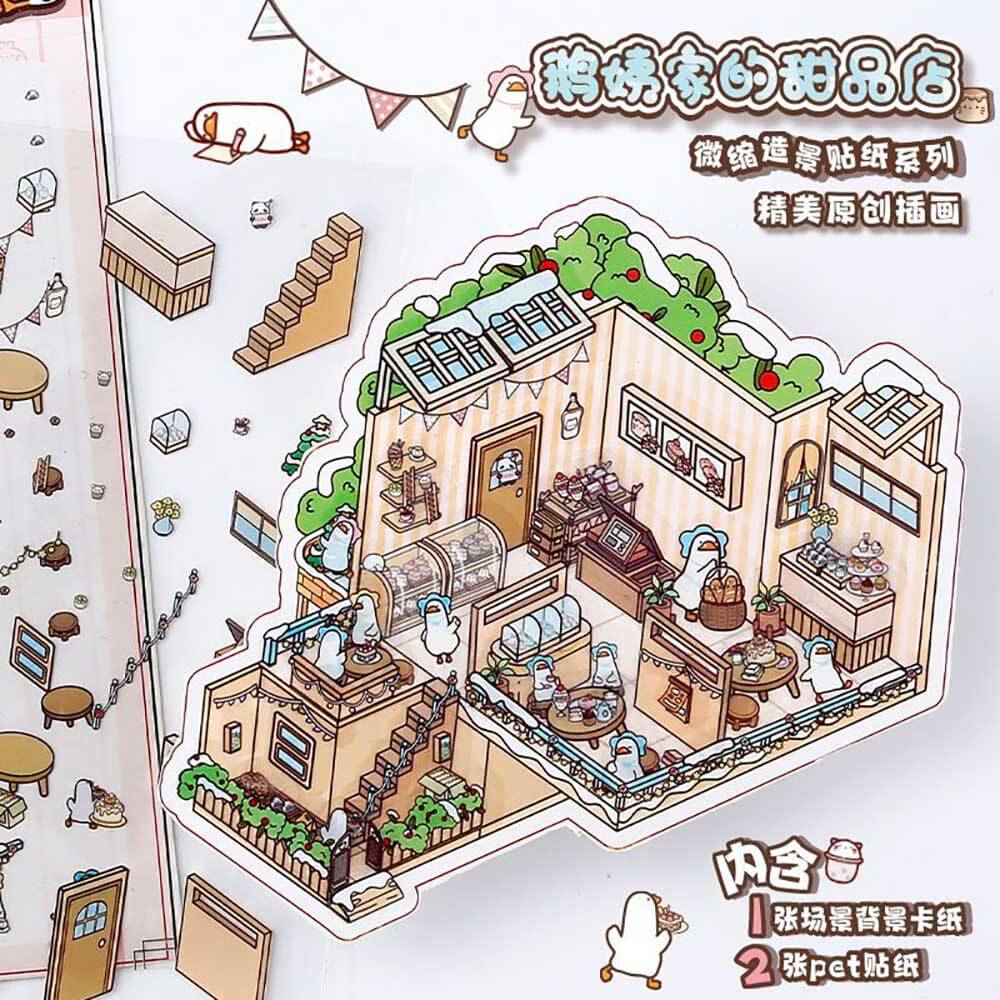 #170 Cute Store 1.0 DIY 3D Scene Stickers 4 Cute Miniature Scenes