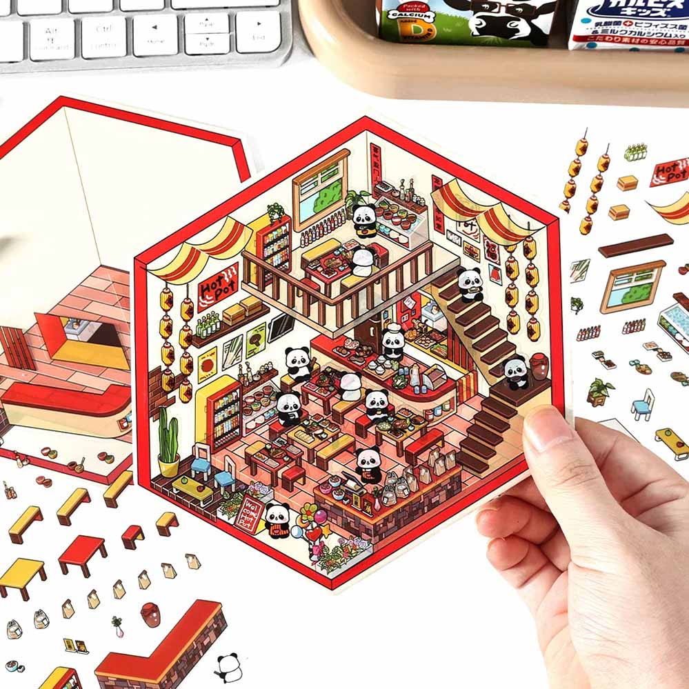 #081 Chocolate Workshop DIY 3D Scene Stickers 4 Cute Miniature Scenes