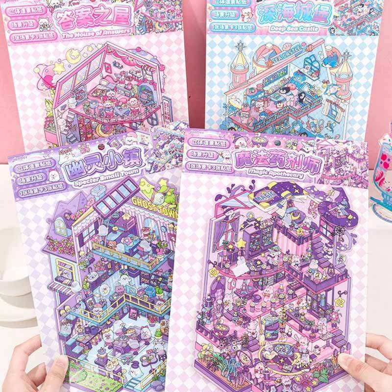 #188 Mystic Realms DIY 3D Scene Stickers 4 Cute Miniature Scenes