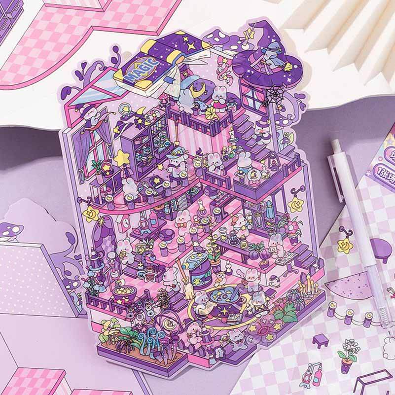 #188 Mystic Realms DIY 3D Scene Stickers 4 Cute Miniature Scenes