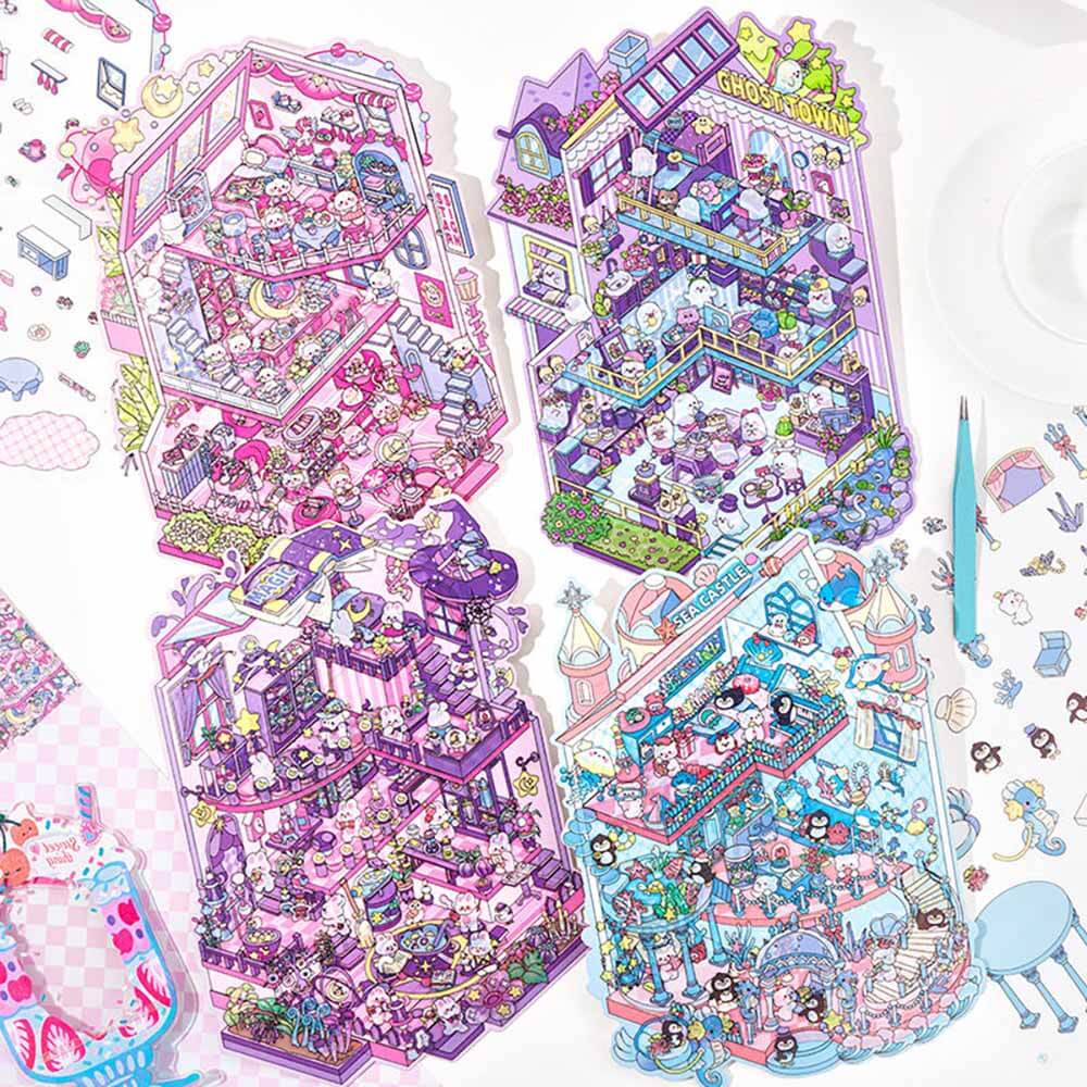 #188 Mystic Realms DIY 3D Scene Stickers 4 Cute Miniature Scenes