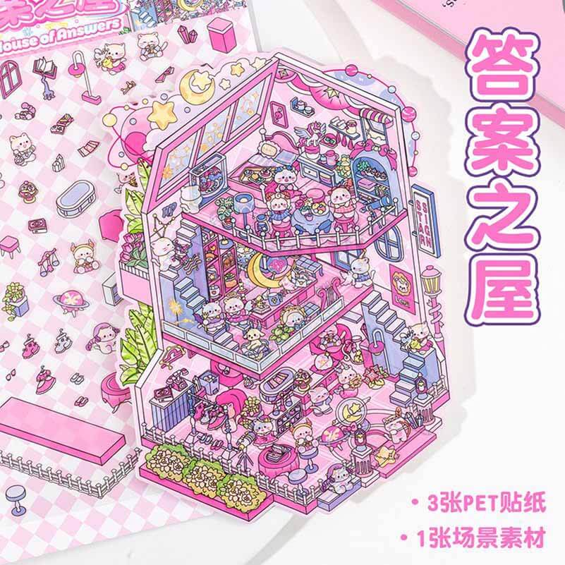 #188 Mystic Realms DIY 3D Scene Stickers 4 Cute Miniature Scenes