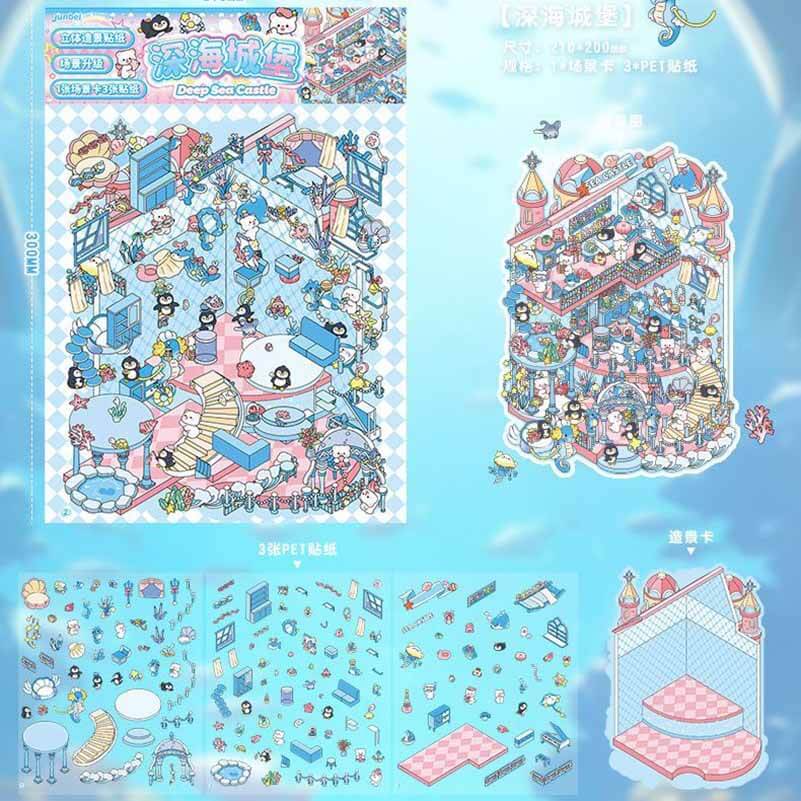 #188 Mystic Realms DIY 3D Scene Stickers 4 Cute Miniature Scenes