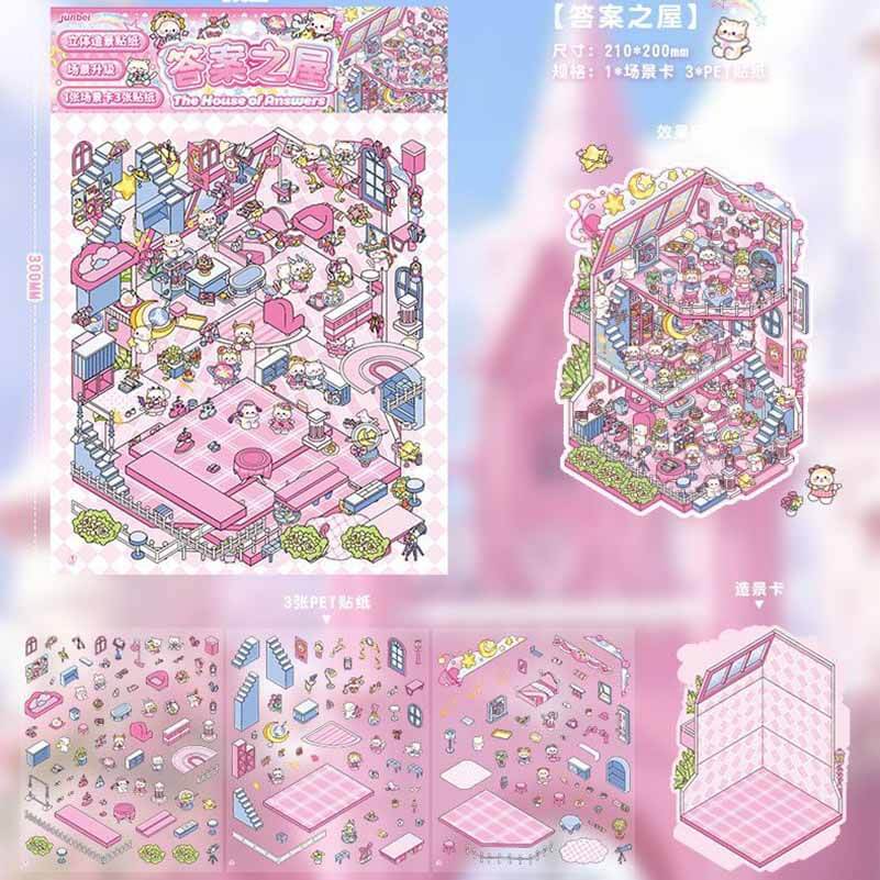 #188 Mystic Realms DIY 3D Scene Stickers 4 Cute Miniature Scenes