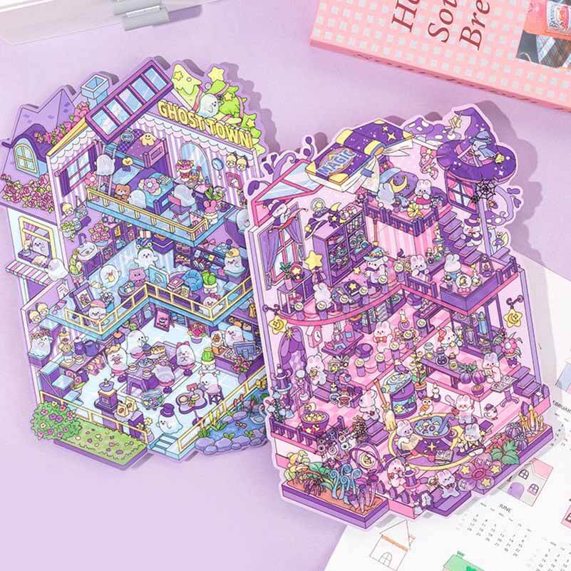 #188 Mystic Realms DIY 3D Scene Stickers 4 Cute Miniature Scenes