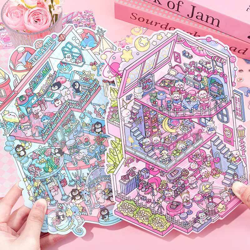 #188 Mystic Realms DIY 3D Scene Stickers 4 Cute Miniature Scenes
