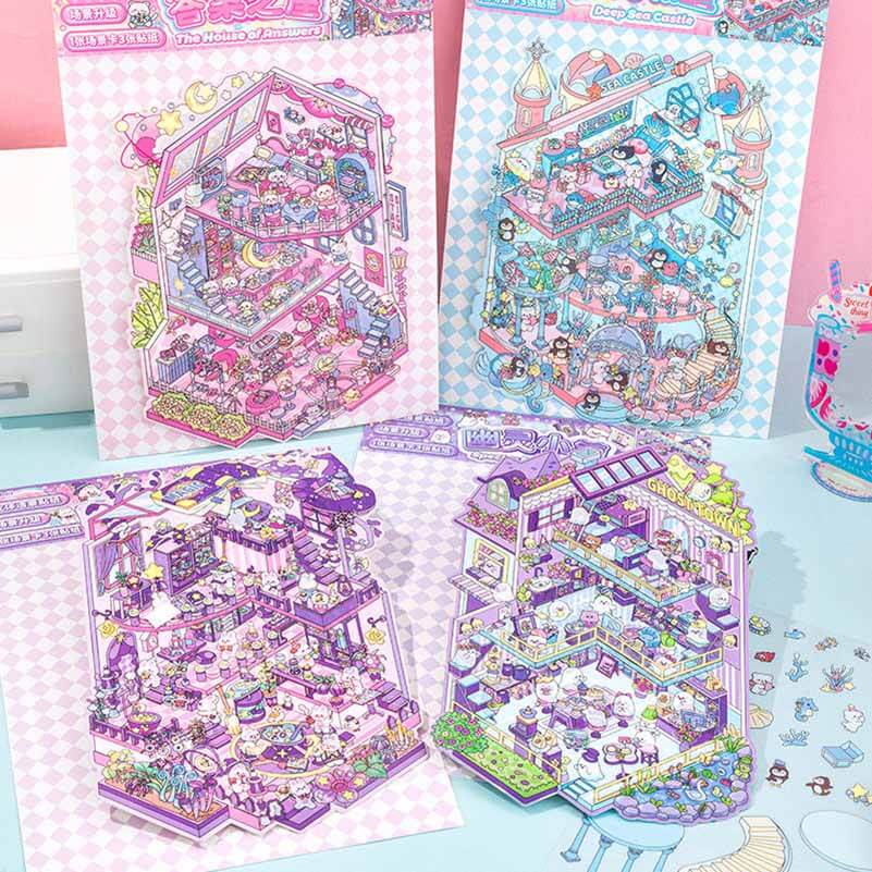 #188 Mystic Realms DIY 3D Scene Stickers 4 Cute Miniature Scenes