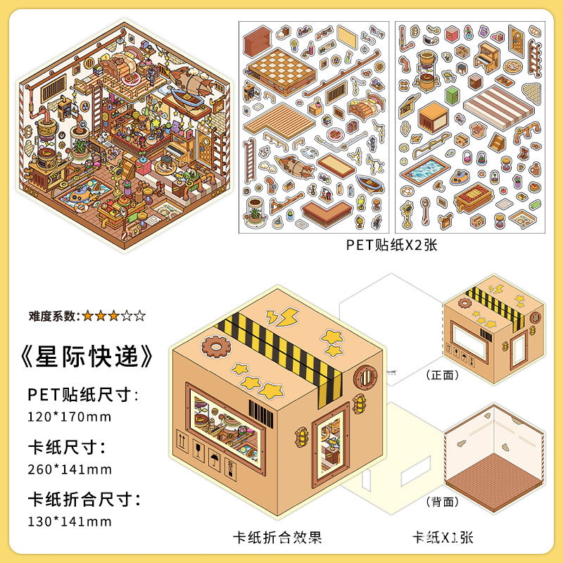 #807 Daily Life Stuff Series Scene Stickers 4 Cute Miniature Scenes