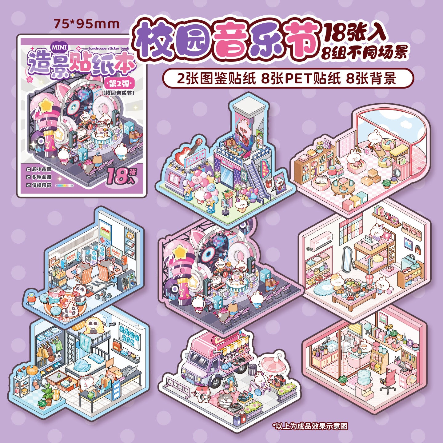 #806 Mini Sticker Book 8 in 1 Set 2.0 DIY 3D Scene Stickers Cute Miniature Scenes Book