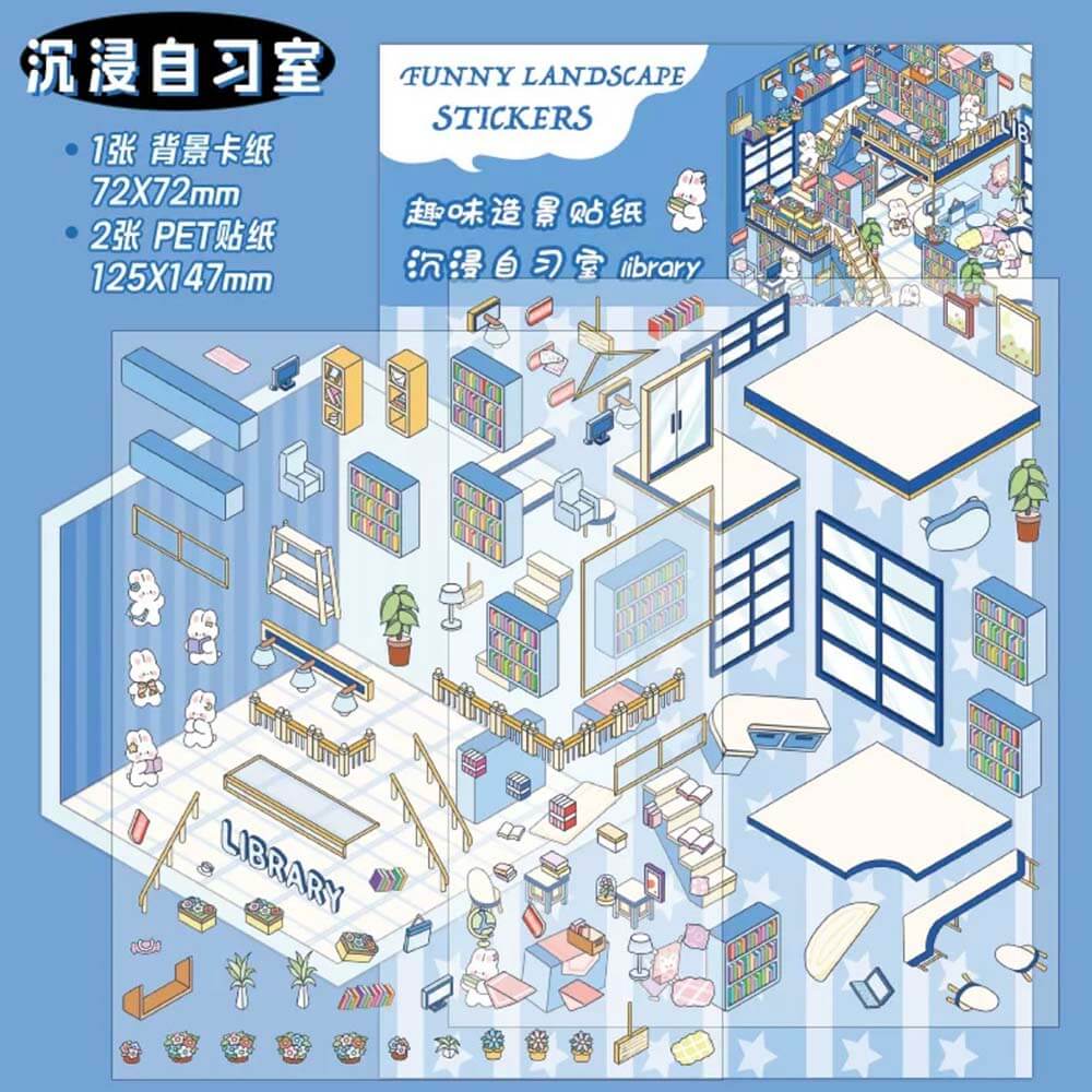 #094 Mini World DIY 3D Scene Stickers - 4 Cute Miniature Scenes