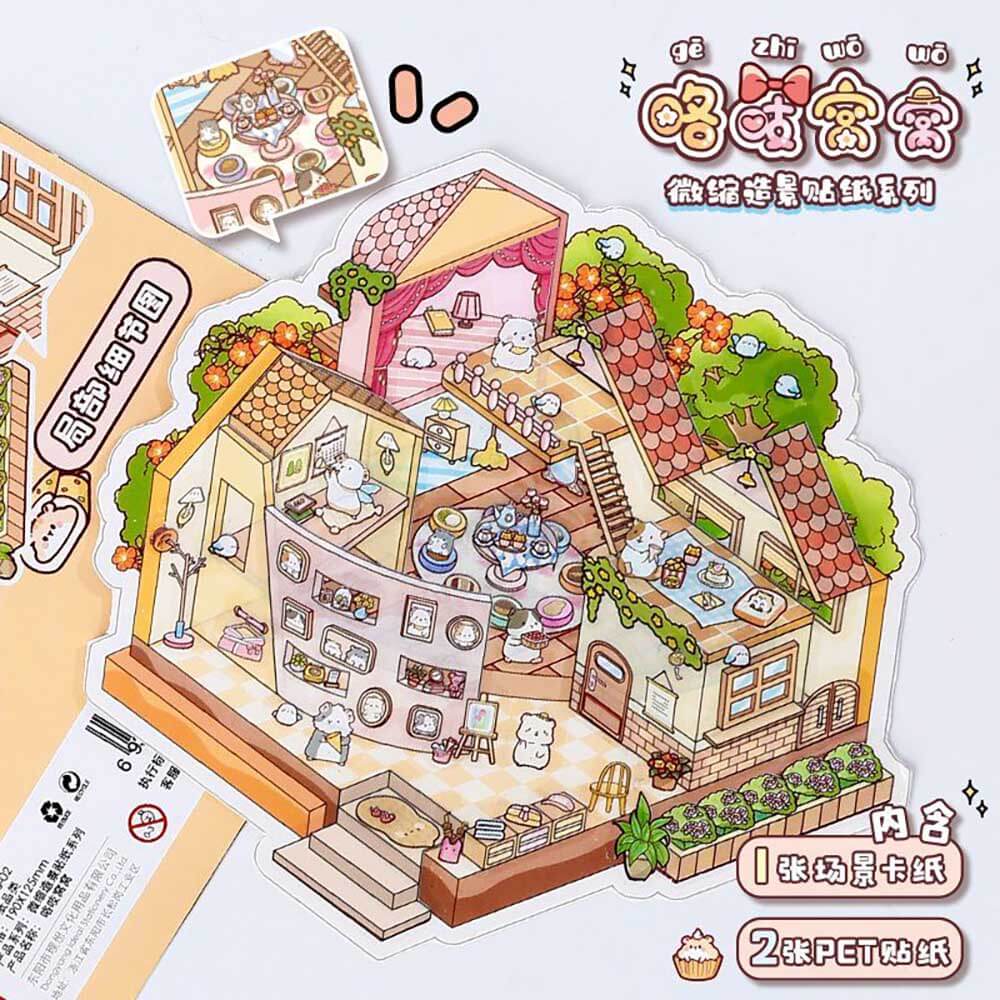 #170 Cute Store 1.0 DIY 3D Scene Stickers 4 Cute Miniature Scenes