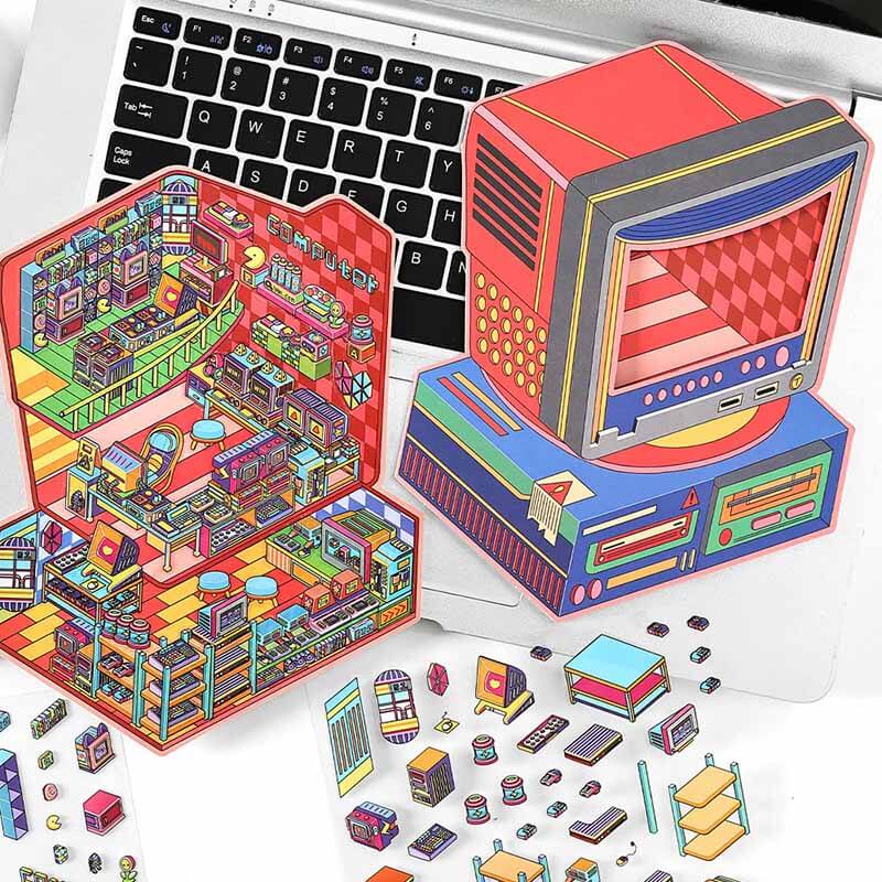 #182 Urban Play District DIY 3D Scene Stickers 4 Cute Miniature Scenes