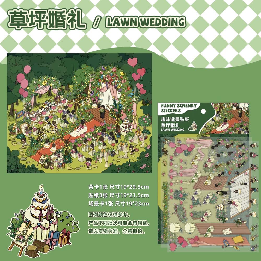 #041 Wonderful Nook Collection Scene Stickers - 4 Cute Miniature Scenes