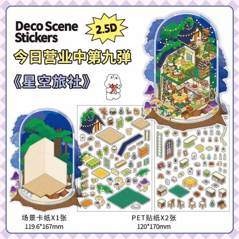 #193 Wanderer's Haven DIY 3D Scene Stickers 4 Cute Miniature Scenes