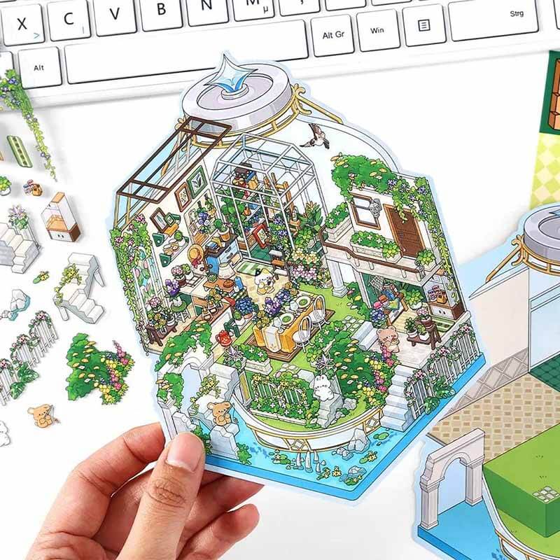 #193 Wanderer's Haven DIY 3D Scene Stickers 4 Cute Miniature Scenes