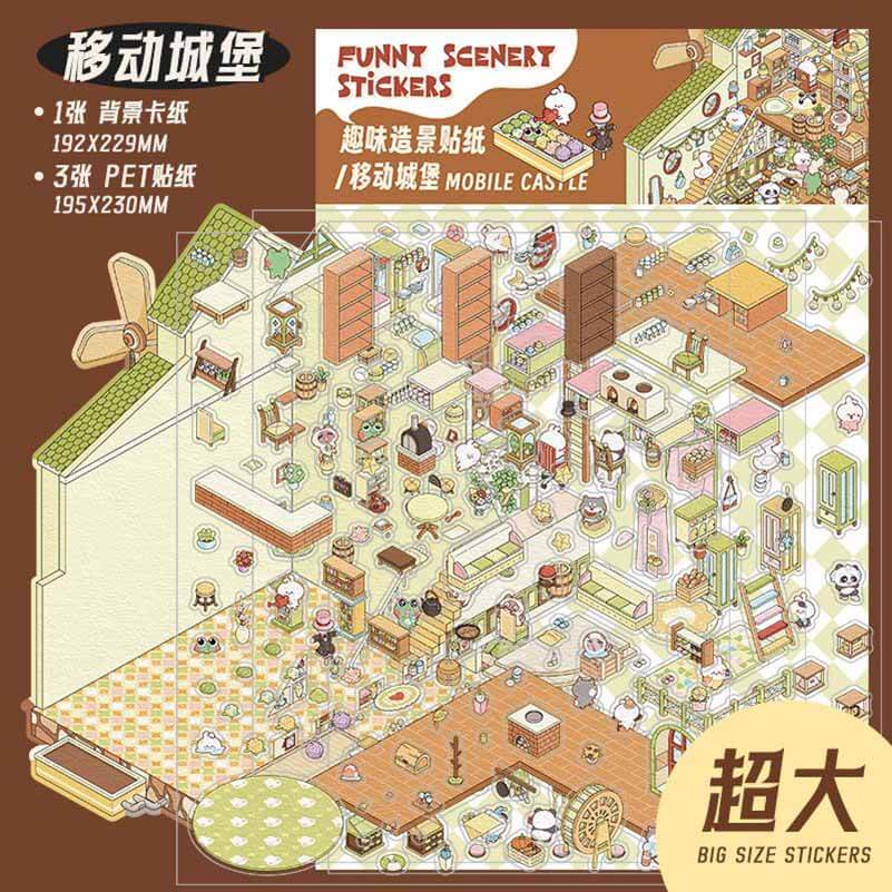 #082 Wonderland Series DIY 3D Scene Stickers 4 Cute Miniature Scenes