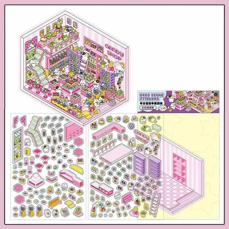 #081 Chocolate Workshop DIY 3D Scene Stickers 4 Cute Miniature Scenes