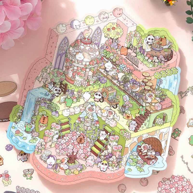 #082 Wonderland Series DIY 3D Scene Stickers 4 Cute Miniature Scenes