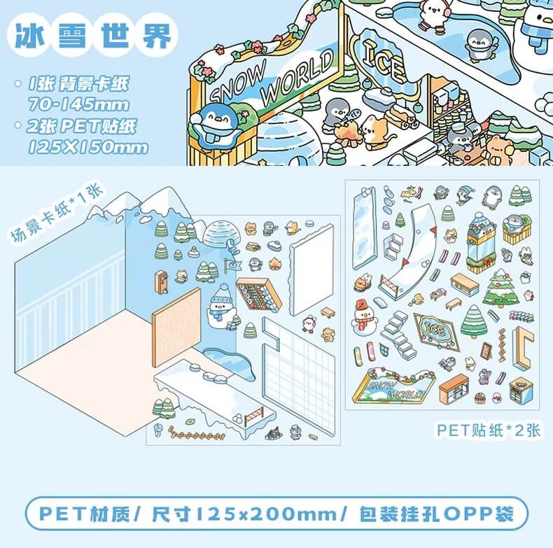 #095 Magic Party Collection Scene Stickers - 4 Cute Miniature Scenes