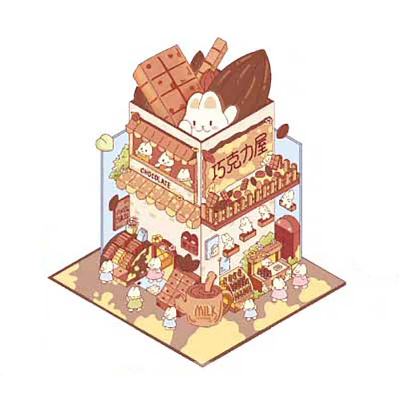 #136 Bunny Beanie's Shop DIY 3D Scene Stickers - 4 Cute Miniature Scenes