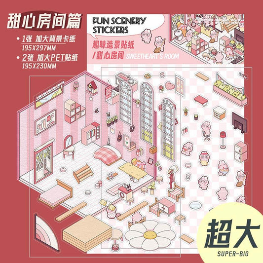 #157 Urban Life DIY 3D Scene Stickers 4 Cute Miniature Scenes