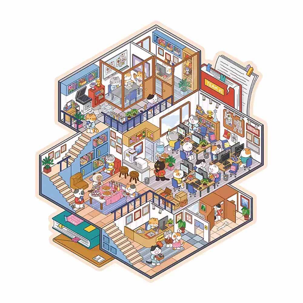 #165 Multi-Story Villa DIY 3D Scene Stickers 2 Cute Miniature Scenes