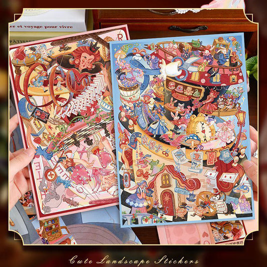 #804 Queen&Hatter DIY 3D Scene Stickers 2 Cute Miniature Scenes