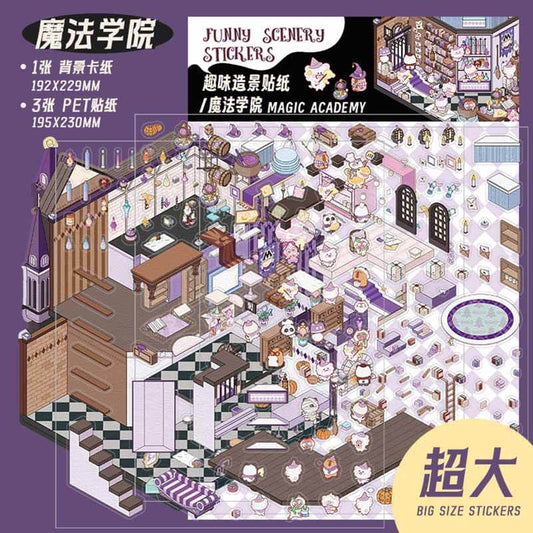 #082 Wonderland Series DIY 3D Scene Stickers 4 Cute Miniature Scenes