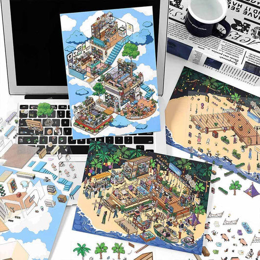 #191 Dreamy Escape DIY 3D Scene Stickers 2 Cute Miniature Scenes