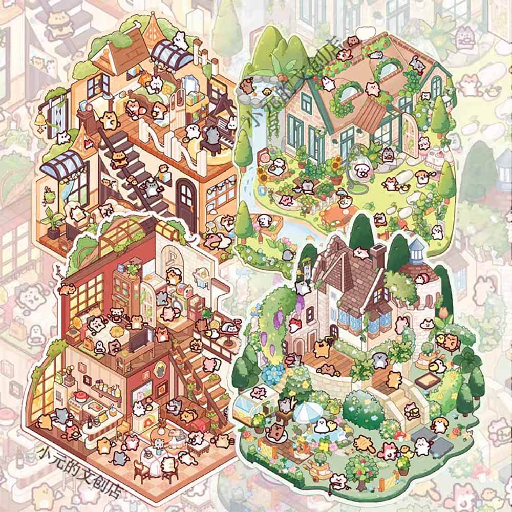 #123 Wonderful Fairy House Collection Scene Stickers 4 Adorable Miniature Scenes