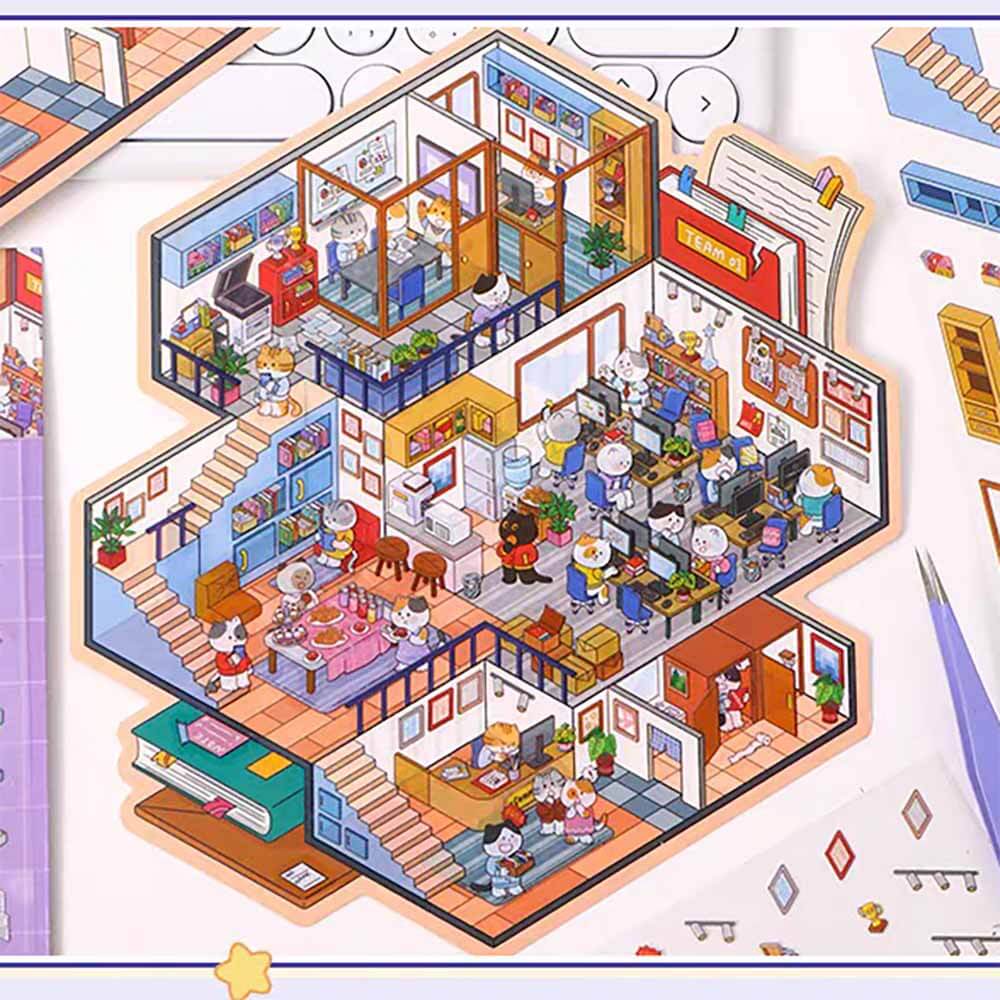 #165 Multi-Story Villa DIY 3D Scene Stickers 2 Cute Miniature Scenes