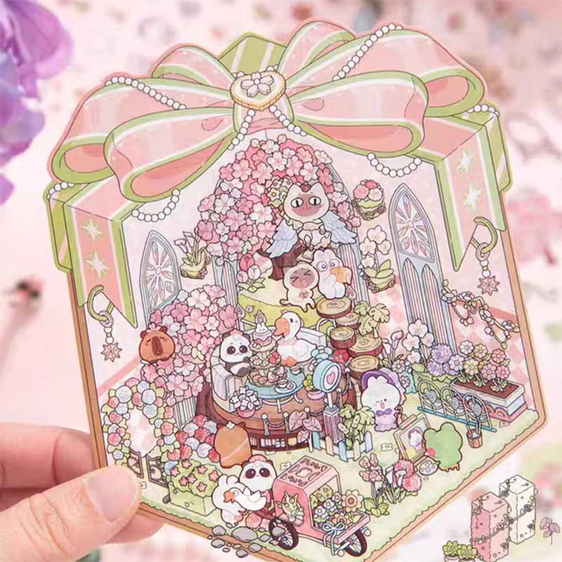 #124 Crystal Ball DIY 3D Scene Stickers 4 Cute Miniature Scenes