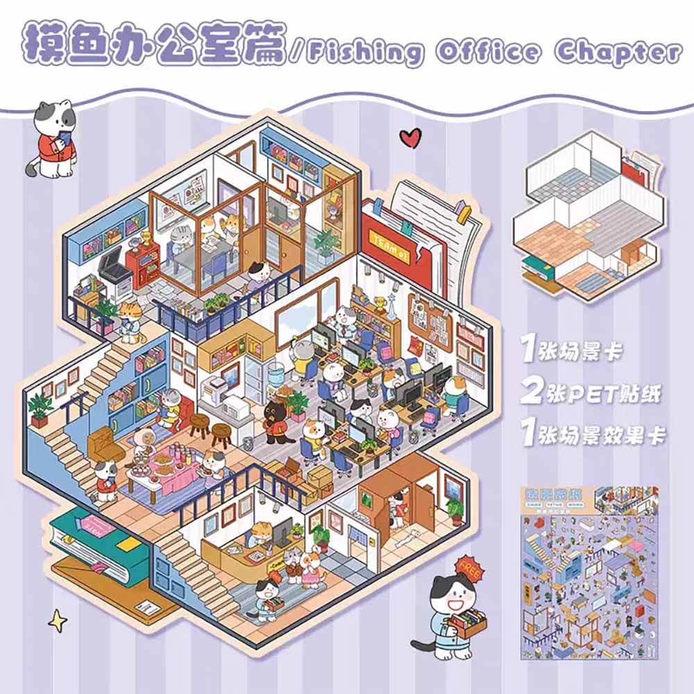 #165 Multi-Story Villa DIY 3D Scene Stickers 2 Cute Miniature Scenes