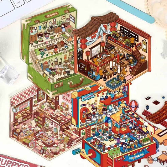 #803 Fantasy Voyage Collection DIY 3D Scene Stickers 4 Cute Miniature Scenes