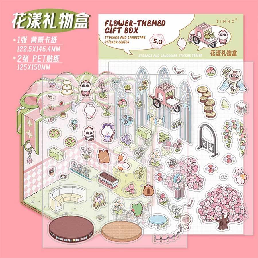 #124 Crystal Ball DIY 3D Scene Stickers 4 Cute Miniature Scenes
